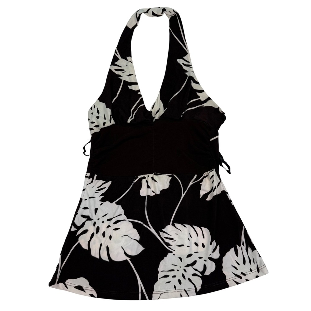 Wet Seal VTG Y2K Chocolate Brown Tropical Halter Top Empire Waist Sz M Babydoll